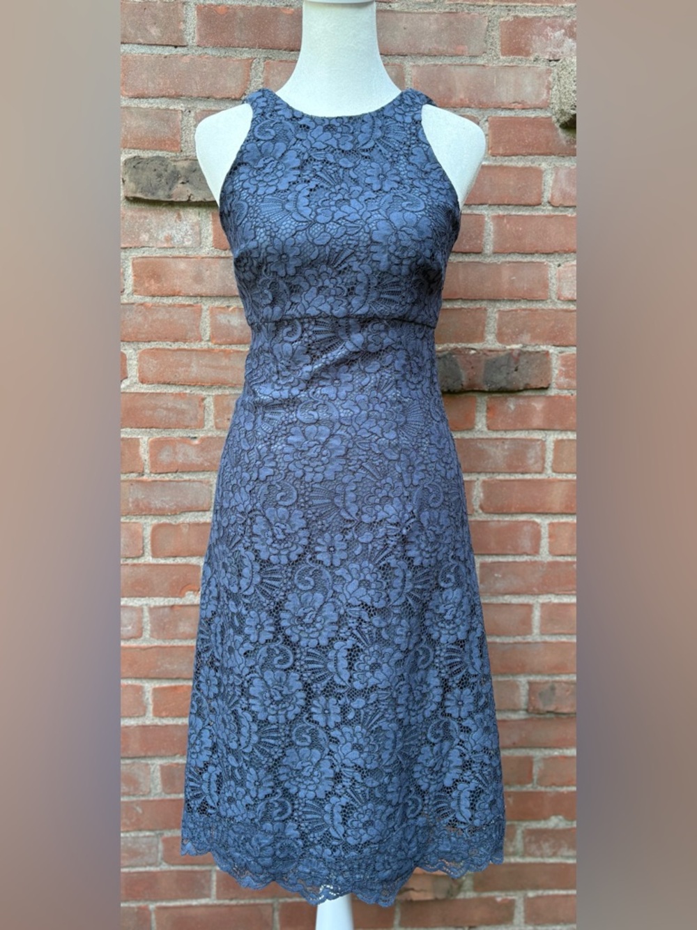 White House Black Market Sheath Sleeveless Navy Dress Size 00